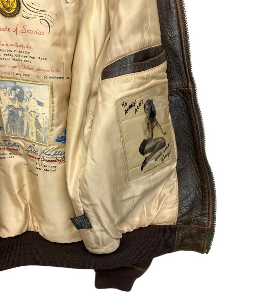 AVIREX（アヴィレックス）AVIREX (アヴィレックス) レザージャケット ブラウン サイズ:Sの古着・服飾アイテム