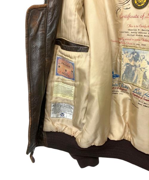 AVIREX（アヴィレックス）AVIREX (アヴィレックス) レザージャケット ブラウン サイズ:Sの古着・服飾アイテム