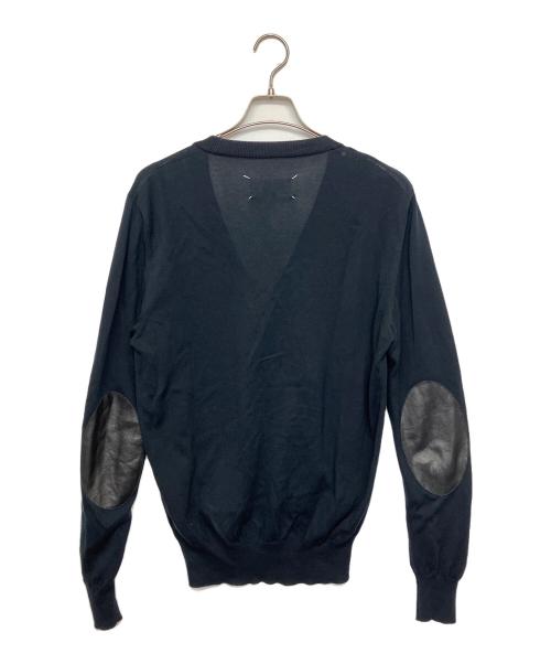 Maison Margiela（メゾンマルジェラ）Maison Margiela (メゾンマルジェラ) レザーエルボーパッチカーディガン ブラック サイズ:Mの古着・服飾アイテム