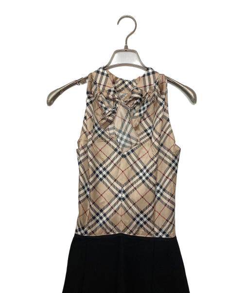 BURBERRY BLUE LABEL（バーバリー ブルー レーベル）BURBERRY BLUE LABEL (バーバリー ブルー レーベル) ノースリーブワンピース ブラック×ベージュ サイズ:38の古着・服飾アイテム