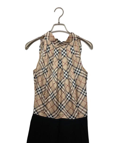 BURBERRY BLUE LABEL（バーバリー ブルー レーベル）BURBERRY BLUE LABEL (バーバリー ブルー レーベル) ノースリーブワンピース ブラック×ベージュ サイズ:38の古着・服飾アイテム