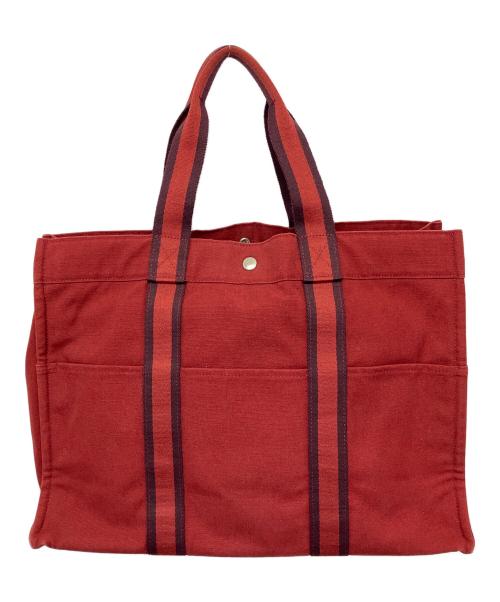 HERMES（エルメス）HERMES (エルメス) フルートゥFGM　キャンバストートバッグ レッドの古着・服飾アイテム