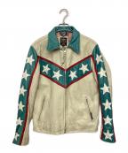 Schottショット）の古着「シングルライダースジャケット 星条旗柄」｜ベージュ×グリーン