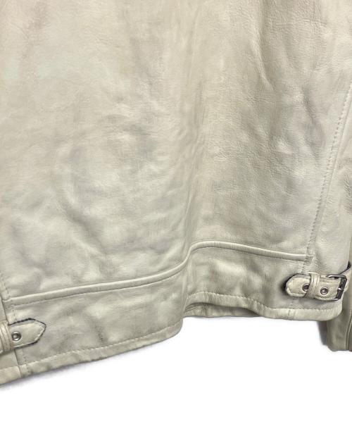 Schott（ショット）Schott (ショット) シングルライダースジャケット 星条旗柄 ベージュ×グリーン サイズ:Mの古着・服飾アイテム