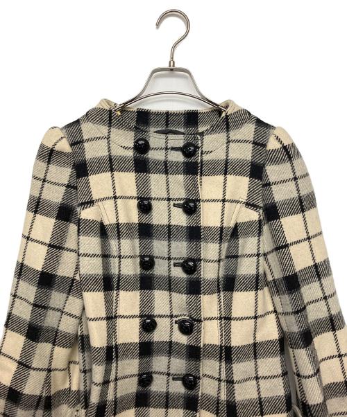 BURBERRY BLUE LABEL（バーバリーロンドンブルーレーベル）BURBERRY BLUE LABEL (バーバリーロンドンブルーレーベル) ウールコート ベージュ×ブラック サイズ:38の古着・服飾アイテム