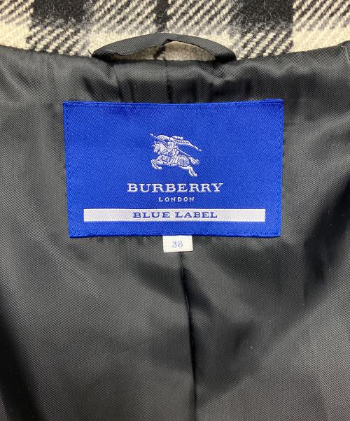BURBERRY BLUE LABEL（バーバリーロンドンブルーレーベル）BURBERRY BLUE LABEL (バーバリーロンドンブルーレーベル) ウールコート ベージュ×ブラック サイズ:38の古着・服飾アイテム