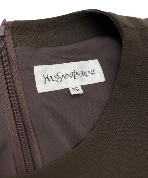 Yves Saint Laurent（イヴサンローラン）Yves Saint Laurent (イヴサンローラン) 長袖ワンピース ブラウン サイズ:36の古着・服飾アイテム