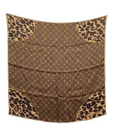LOUIS VUITTON（ルイ ヴィトン）の古着「モノグラム・レオパード シルクスカーフ」｜ブラウン