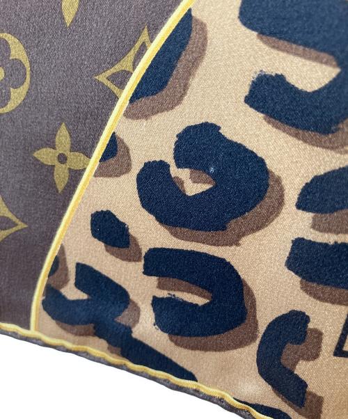 LOUIS VUITTON（ルイ ヴィトン）LOUIS VUITTON (ルイ ヴィトン) モノグラム・レオパード シルクスカーフ ブラウンの古着・服飾アイテム
