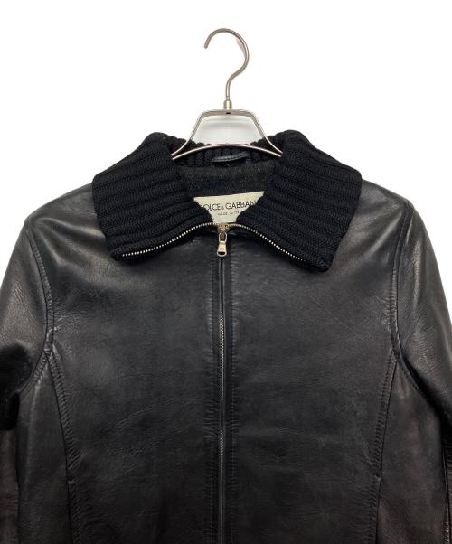DOLCE & GABBANA（ドルチェ＆ガッバーナ）DOLCE & GABBANA (ドルチェ＆ガッバーナ) ドンキーカラー　レザージャケット ブラック サイズ:Mの古着・服飾アイテム