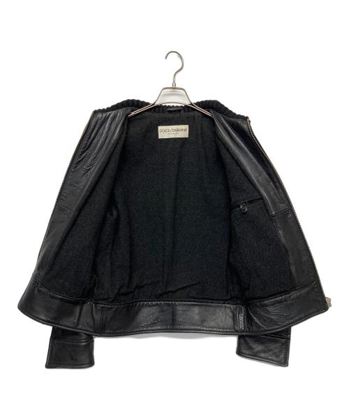 DOLCE & GABBANA（ドルチェ＆ガッバーナ）DOLCE & GABBANA (ドルチェ＆ガッバーナ) ドンキーカラー　レザージャケット ブラック サイズ:Mの古着・服飾アイテム