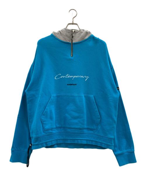 ANDERSSON BELL（アンダーソンベル）Andersson Bell (アンダーソンベル) ハーフジップパーカー ブルー×グレー サイズ:Lの古着・服飾アイテム