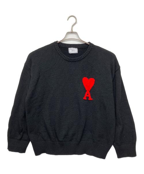 AMI Alexandre Mattiussi（アミアレクサンドルマテュッシ）AMI Alexandre Mattiussi (アミアレクサンドルマテュッシ) 刺繍入りニット ブラック サイズ:2XLの古着・服飾アイテム