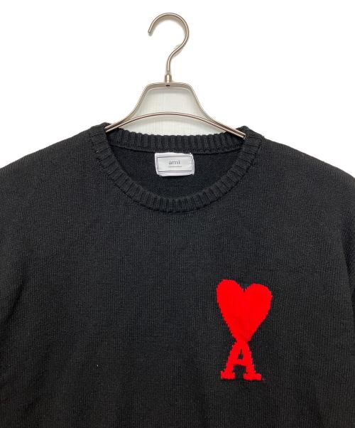 AMI Alexandre Mattiussi（アミアレクサンドルマテュッシ）AMI Alexandre Mattiussi (アミアレクサンドルマテュッシ) 刺繍入りニット ブラック サイズ:2XLの古着・服飾アイテム