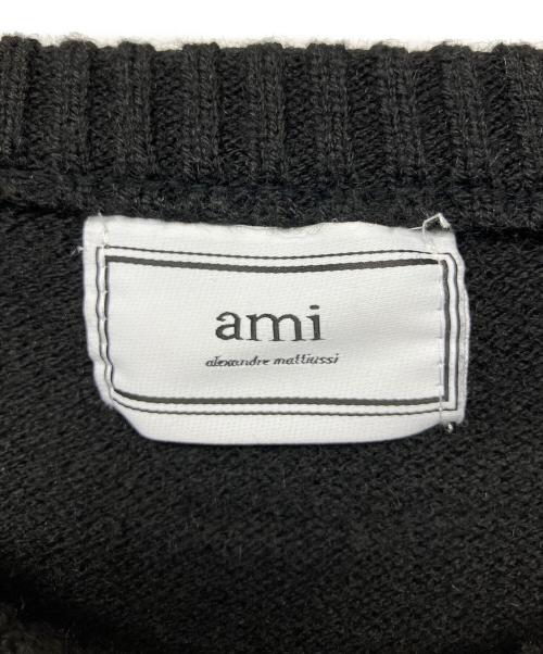 AMI Alexandre Mattiussi（アミアレクサンドルマテュッシ）AMI Alexandre Mattiussi (アミアレクサンドルマテュッシ) 刺繍入りニット ブラック サイズ:2XLの古着・服飾アイテム