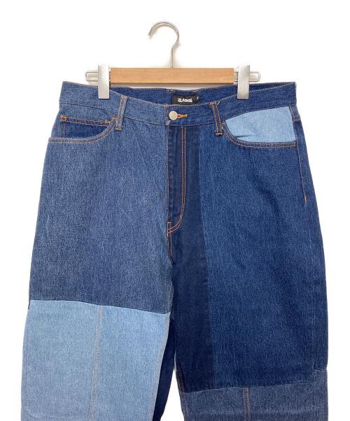 X-LARGE（エクストララージ）X-LARGE (エクストララージ) パッチワークデニムパンツ インディゴ サイズ:91cm (W36)の古着・服飾アイテム