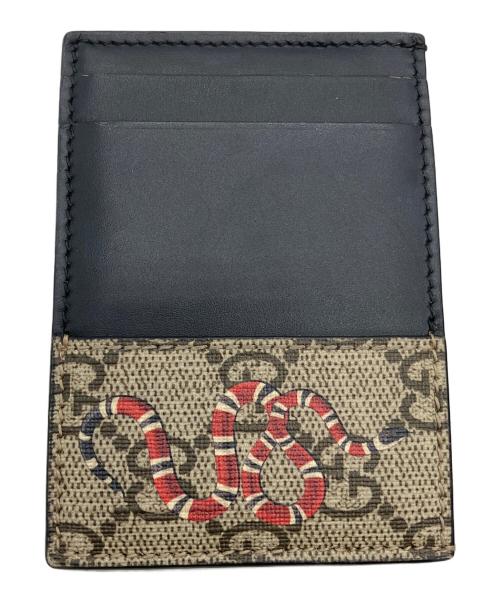 GUCCI（グッチ）GUCCI (グッチ) キングスネーク　カードケース ベージュ×ブラックの古着・服飾アイテム