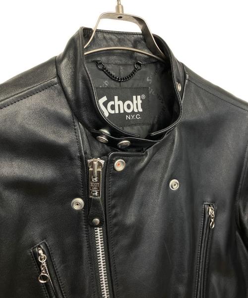 Schott（ショット）Schott (ショット) NEW DOUBLE BREST RIDERS　ライダースジャケット ブラック サイズ:L　の古着・服飾アイテム