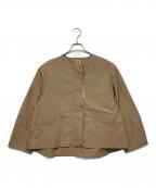 HUMAN WOMANヒューマンウーマン）の古着「タフタノーカラーブルゾン」｜グリーン