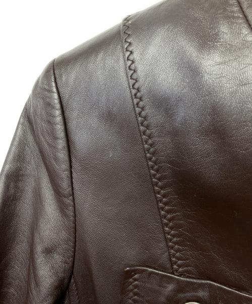 BALMAIN（バルマン）BALMAIN (バルマン) ラムレザージャケット ブラウン サイズ:11の古着・服飾アイテム