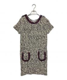 SEE BY CHLOE（シーバイクロエ）の古着「半袖ニットワンピース」｜ベージュ