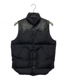 RockyMountainFeatherBed（ロッキーマウンテンフェザーベッド）の古着「レザー切り替えダウンベスト」｜ブラック