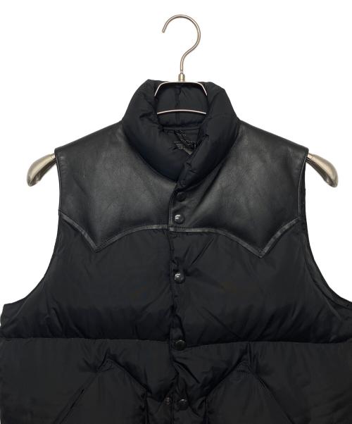 RockyMountainFeatherBed（ロッキーマウンテンフェザーベッド）RockyMountainFeatherBed (ロッキーマウンテンフェザーベッド) レザー切り替えダウンベスト ブラック サイズ:36の古着・服飾アイテム