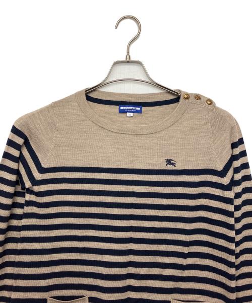 BURBERRY BLUE LABEL（バーバリーロンドンブルーレーベル）BURBERRY BLUE LABEL (バーバリーロンドンブルーレーベル) 薄手ニット ブラウン×ネイビー サイズ:38の古着・服飾アイテム
