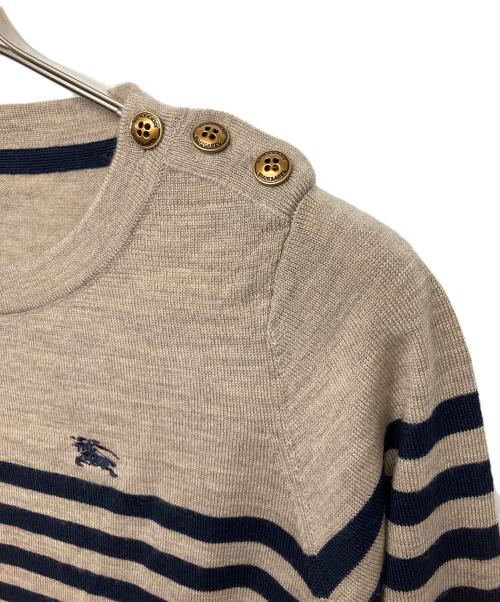 BURBERRY BLUE LABEL（バーバリーロンドンブルーレーベル）BURBERRY BLUE LABEL (バーバリーロンドンブルーレーベル) 薄手ニット ブラウン×ネイビー サイズ:38の古着・服飾アイテム