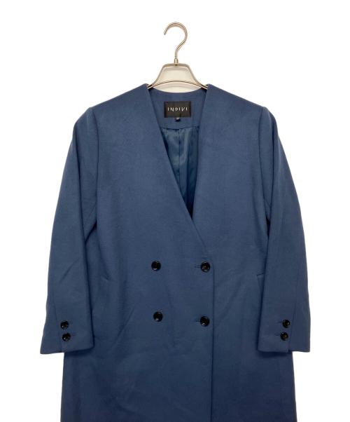 INDIVI（インディヴィ）INDIVI (インディヴィ) スーパーシャルムウールビーバーコート ブルー サイズ:38の古着・服飾アイテム