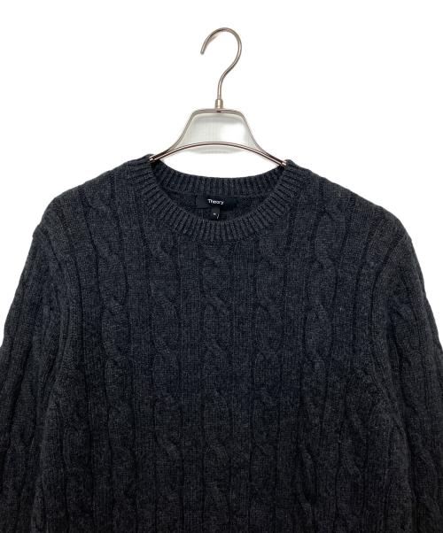 theory（セオリー）theory (セオリー) カシミヤ混ケーブルニット グレー サイズ:Mの古着・服飾アイテム