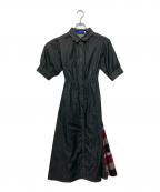 BLUE LABEL CRESTBRIDGEブルーレーベルクレストブリッジ）の古着「デニムライクパーシャルチェックドレス」｜グレー