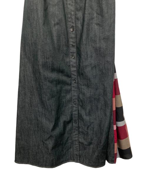 BLUE LABEL CRESTBRIDGE（ブルーレーベルクレストブリッジ）BLUE LABEL CRESTBRIDGE (ブルーレーベルクレストブリッジ) デニムライクパーシャルチェックドレス グレー サイズ:38の古着・服飾アイテム