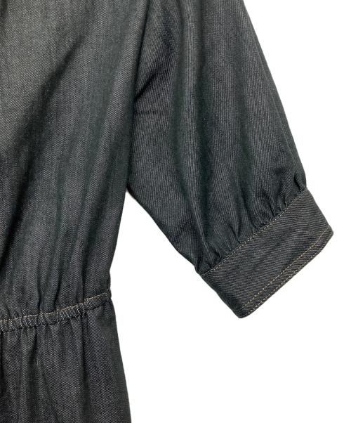 BLUE LABEL CRESTBRIDGE（ブルーレーベルクレストブリッジ）BLUE LABEL CRESTBRIDGE (ブルーレーベルクレストブリッジ) デニムライクパーシャルチェックドレス グレー サイズ:38の古着・服飾アイテム