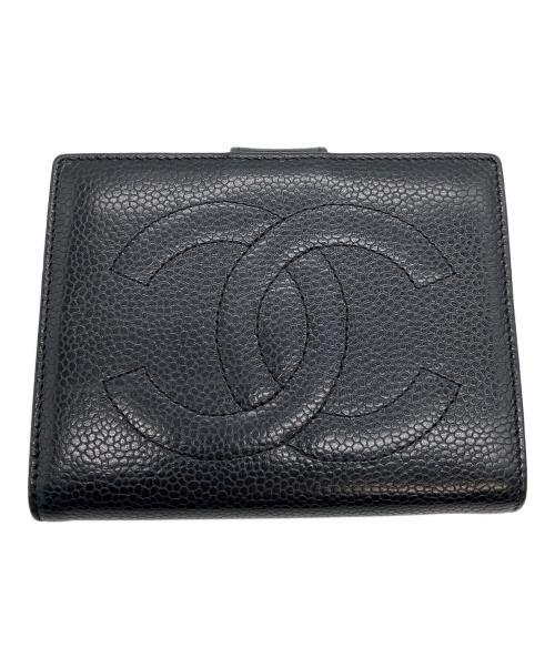 CHANEL（シャネル）CHANEL (シャネル) マトラッセ　2つ折り財布 ブラックの古着・服飾アイテム