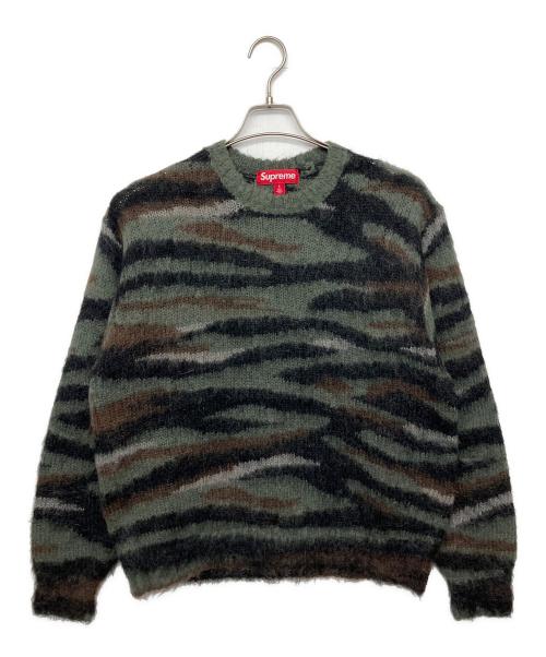 SUPREME（シュプリーム）SUPREME (シュプリーム) FW25 Brushed Mohair Sweater ブラック×グリーン サイズ:Sの古着・服飾アイテム