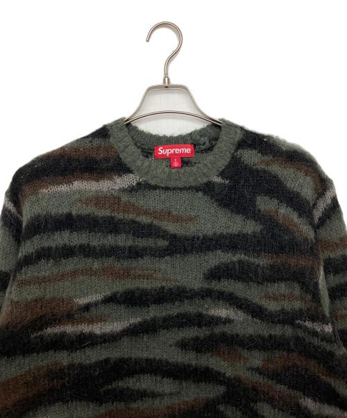 SUPREME（シュプリーム）SUPREME (シュプリーム) FW25 Brushed Mohair Sweater ブラック×グリーン サイズ:Sの古着・服飾アイテム