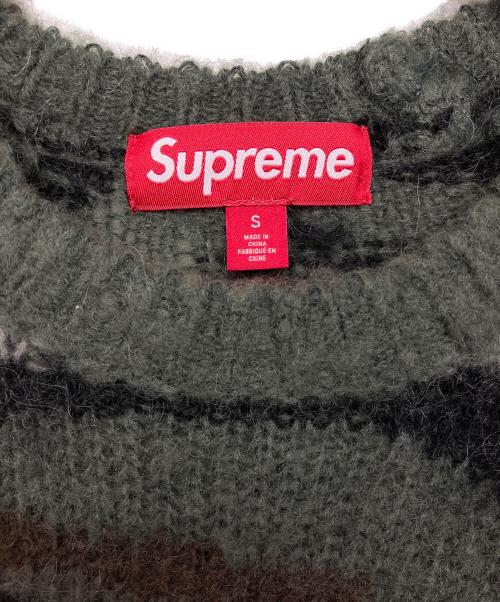 SUPREME（シュプリーム）SUPREME (シュプリーム) FW25 Brushed Mohair Sweater ブラック×グリーン サイズ:Sの古着・服飾アイテム