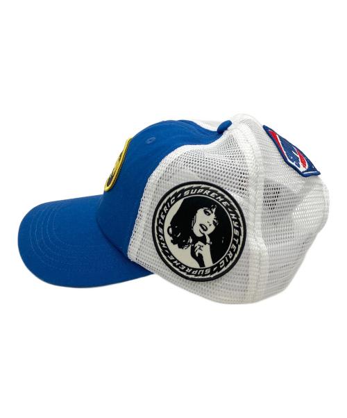 SUPREME（シュプリーム）SUPREME (シュプリーム) Hysteric Glamour (ヒステリックグラマー) メッシュキャップ ブルー×ホワイトの古着・服飾アイテム
