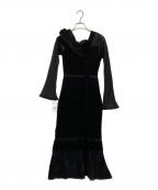 Snidelスナイデル）の古着「シアーブロッキングワンショルワンピ」｜ブラック