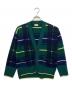 MACPHEE（マカフィー）の古着「NZ LAMBS プリント Vネックカーディガン」｜グリーン×ネイビー