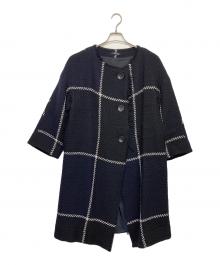 Y's for living（ワイズフォーリビング）の古着「ノーカラーコート」｜ネイビー