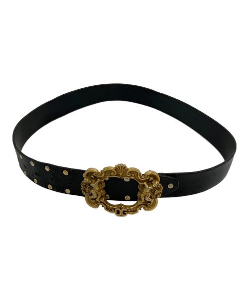 DOLCE & GABBANA（ドルチェ＆ガッバーナ）DOLCE & GABBANA (ドルチェ＆ガッバーナ) レザーベルト バロックエンジェルロゴバックル ブラック サイズ:95cmの古着・服飾アイテム