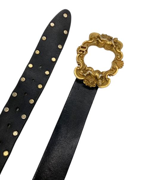 DOLCE & GABBANA（ドルチェ＆ガッバーナ）DOLCE & GABBANA (ドルチェ＆ガッバーナ) レザーベルト バロックエンジェルロゴバックル ブラック サイズ:95cmの古着・服飾アイテム