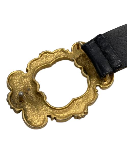 DOLCE & GABBANA（ドルチェ＆ガッバーナ）DOLCE & GABBANA (ドルチェ＆ガッバーナ) レザーベルト バロックエンジェルロゴバックル ブラック サイズ:95cmの古着・服飾アイテム