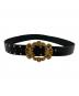 DOLCE & GABBANA（ドルチェ＆ガッバーナ）の古着「レザーベルト バロックエンジェルロゴバックル」｜ブラック