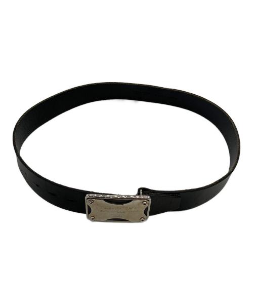DOLCE & GABBANA（ドルチェ＆ガッバーナ）DOLCE & GABBANA (ドルチェ＆ガッバーナ) レザーベルト バックルメタルプレート ブラック サイズ:85cmの古着・服飾アイテム