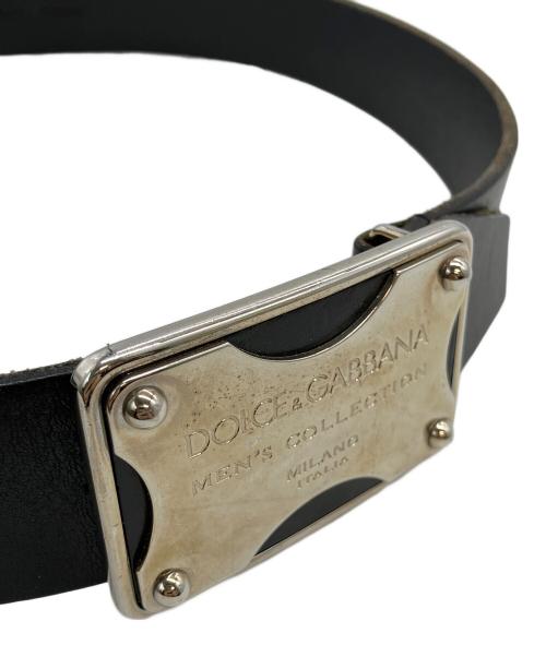 DOLCE & GABBANA（ドルチェ＆ガッバーナ）DOLCE & GABBANA (ドルチェ＆ガッバーナ) レザーベルト バックルメタルプレート ブラック サイズ:85cmの古着・服飾アイテム