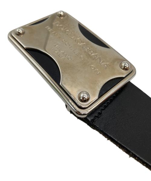 DOLCE & GABBANA（ドルチェ＆ガッバーナ）DOLCE & GABBANA (ドルチェ＆ガッバーナ) レザーベルト バックルメタルプレート ブラック サイズ:85cmの古着・服飾アイテム