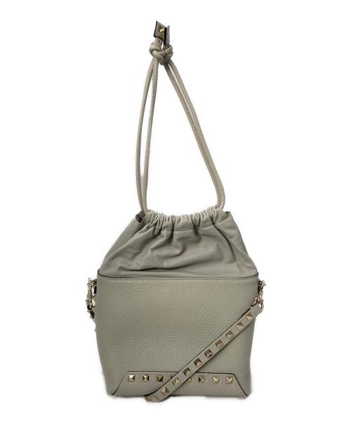 VALENTINO GARAVANI（ヴァレンティノ・ガラヴァーニ）VALENTINO GARAVANI (ヴァレンティノ・ガラヴァーニ) 巾着ショルダーバッグ ライトグレーの古着・服飾アイテム